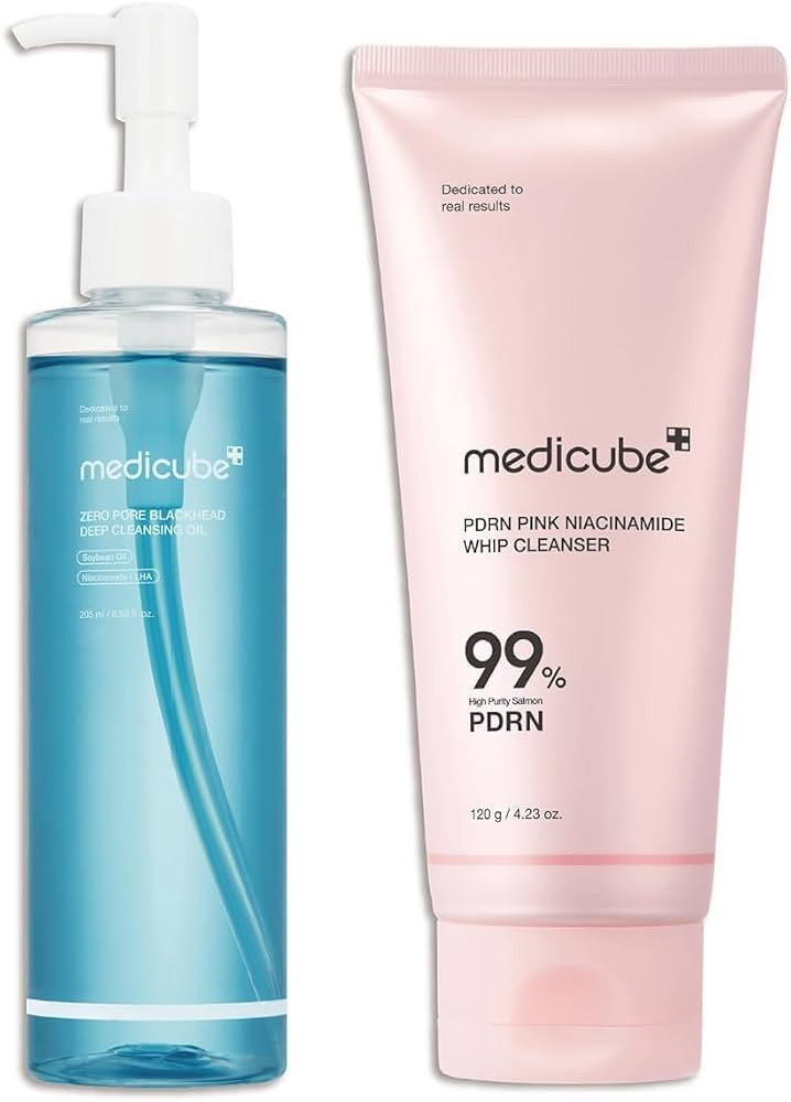 medicube Double Cleansing Glow Duo: Zero Pore Blackhead Cleansing Oil and PDRN Marshmallow Whip C... | Amazon (US)