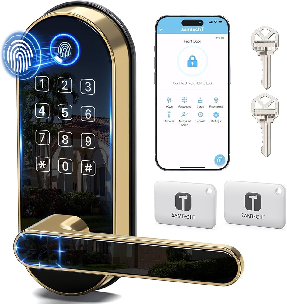 Keyless-Entry Keypad Fingerprint Smart Lock: Digital Door Lock with Code Passcode, Electronic Doo... | Amazon (US)