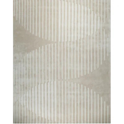 Beige Hand-Tufted Wool Modern Rug by , Elegant and Luxurious Area Rug for Adding Contemporary Style and Comfort to Your Living Room, Bedroom, Office, | Wayfair North America