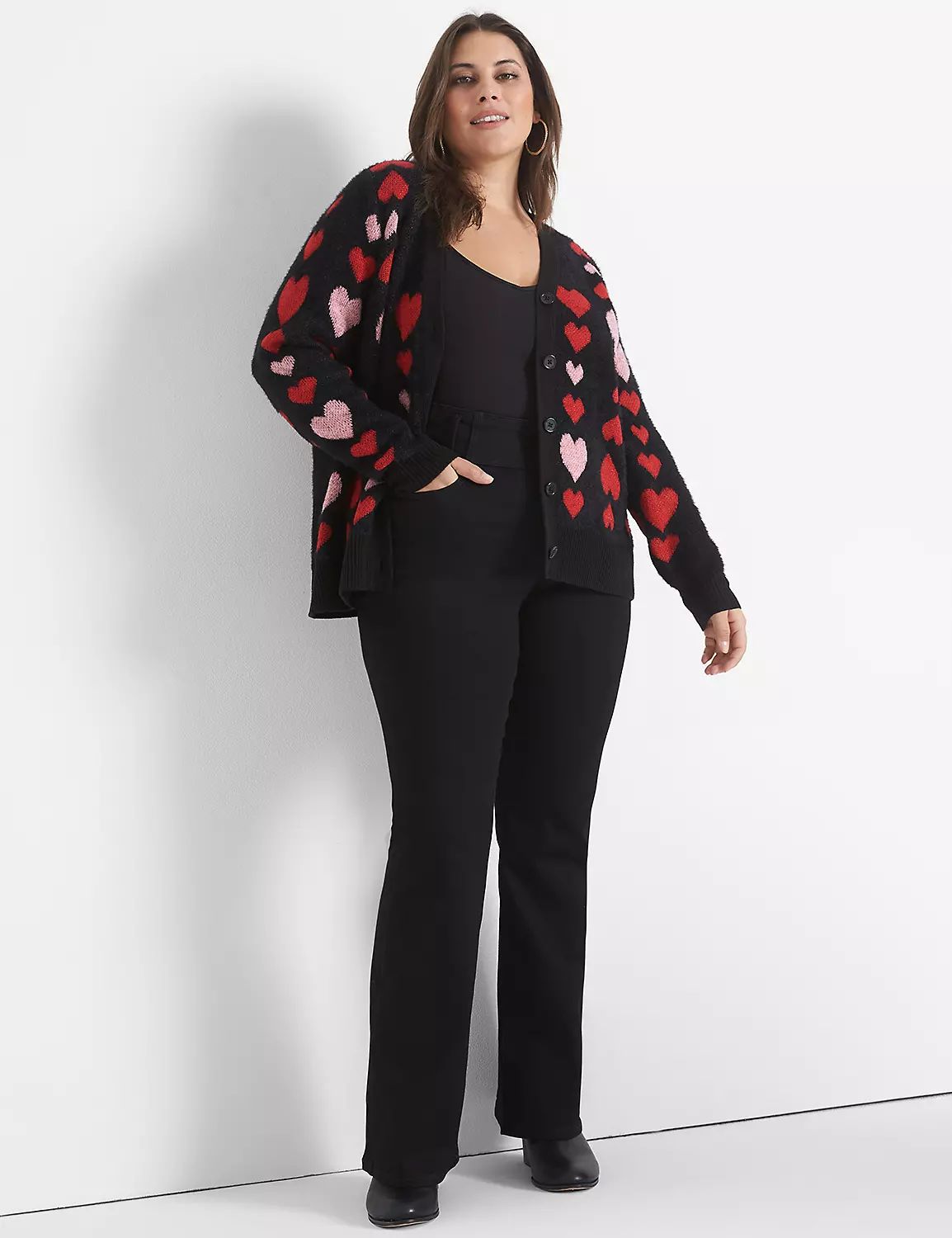 Classic Button-Front Heart Jacquard Cardigan | LaneBryant | Lane Bryant (US)