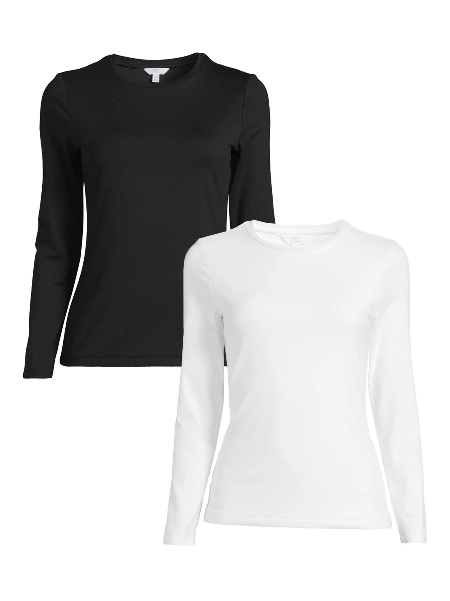 Time and Tru Women's Round Neck Smooth Tee with Long Sleeves, 2-Pack, Sizes XS-XXXL | Walmart (US)