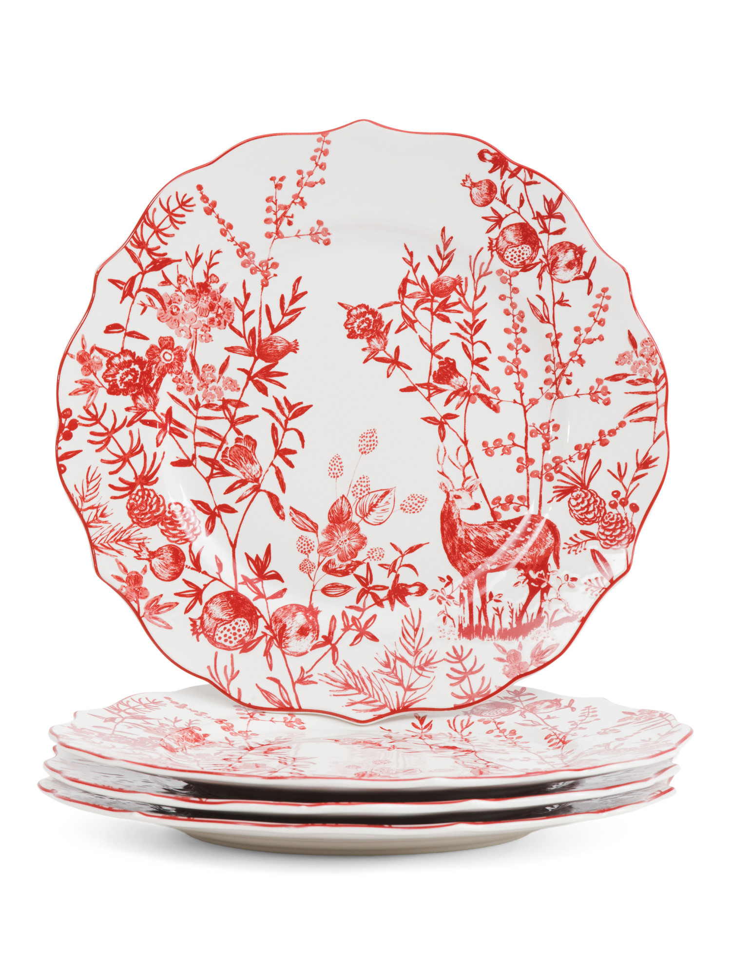 Set Of 4 Fine Porcelain Winter Forest Dinner Plates | TJ Maxx
