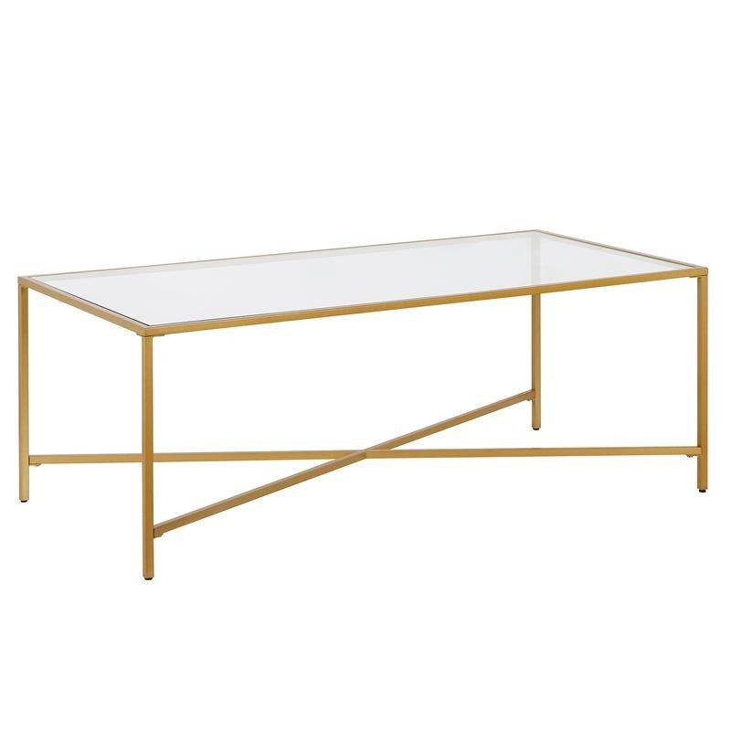 Henn&Hart Brass Coffee Table with Glass Top | Homesquare