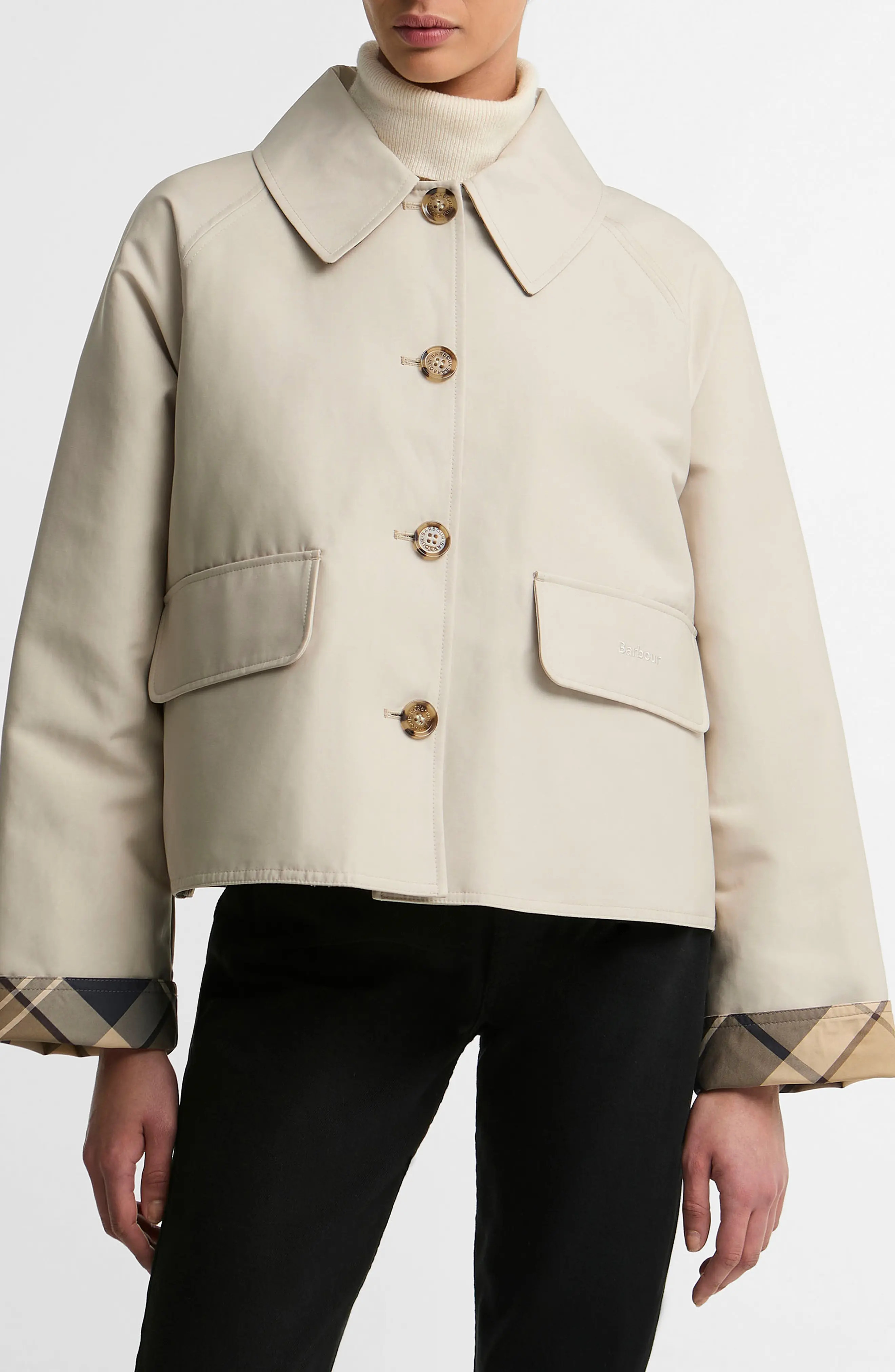 Barbour Delilah Showerproof Jacket in Mist/birchwood Dress at Nordstrom, Size 6 | Nordstrom