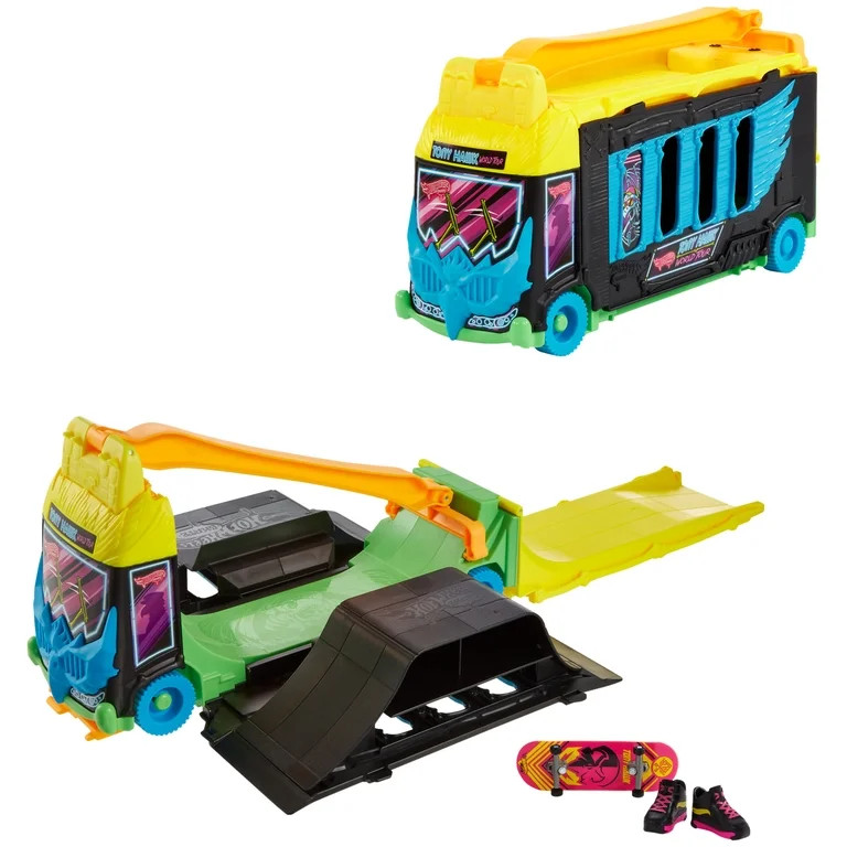 Hot Wheels Skate Tony Hawk Transforming Skate Bus with 1 Exclusive Finger Skateboard & 1 Pair of ... | Walmart (US)