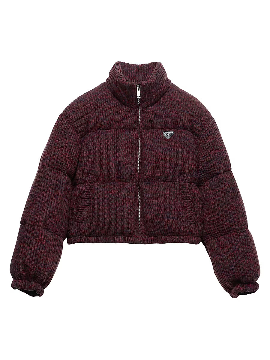 Women's Cropped Cashmere and Wool Down Jacket - Brown - Size 6 | Saks Fifth Avenue