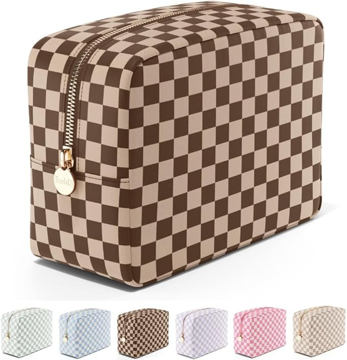 Makeup Bag Travel Cosmetics Pouch and Toiletry Bag, Nylon Zipper Pouch Purse, Cute Make Up Organi... | Amazon (US)