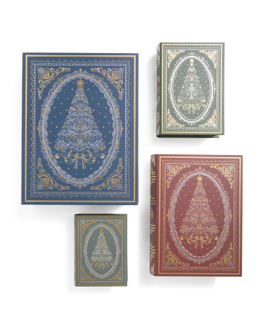 Set Of 4 Decorative Book Boxes With Flip Top Lids | Marshalls