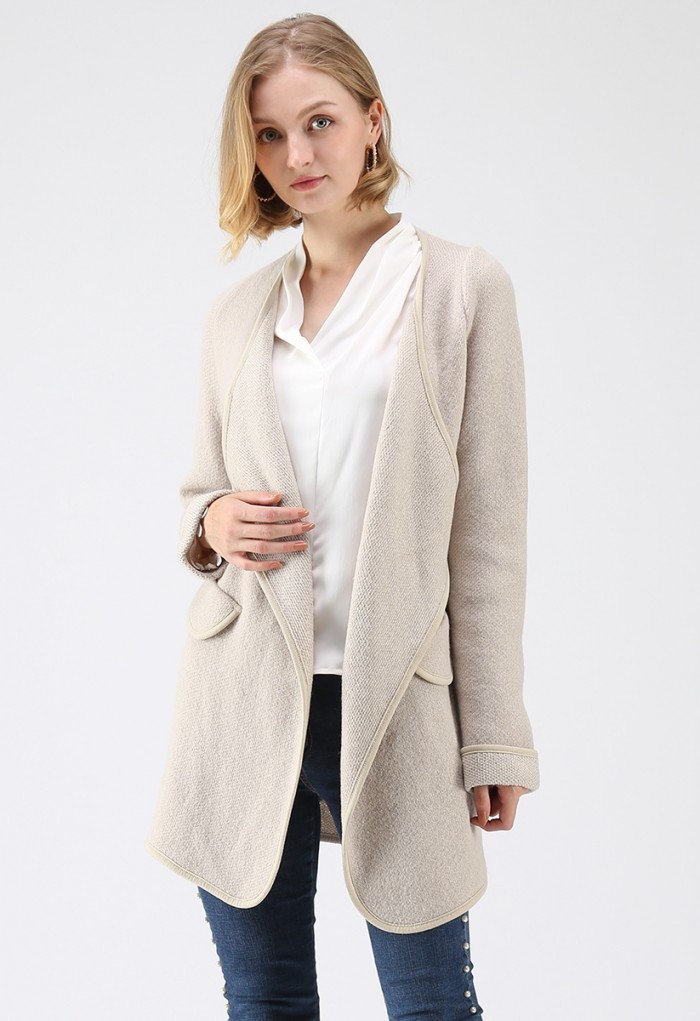 Just Knitted Open Coat in Linen | Chicwish