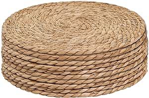 Defined Deco Woven Placemats Set of 10,12" Round Rattan Placemats,Natural Hand-Woven Water Hyacin... | Amazon (US)