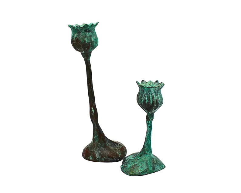 Vintage Verdigris Patina Brass Candle Sticks, Tulips | Etsy (Global)