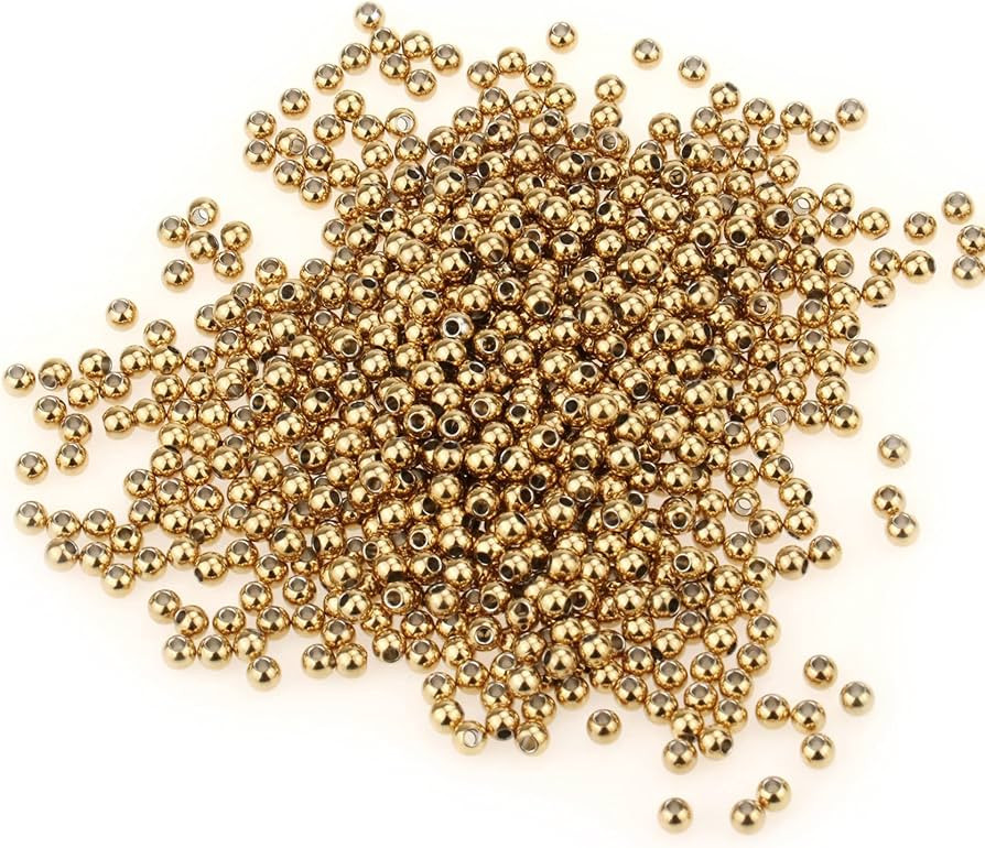 Stainless Steel Beads [5mm/150PCS] Gold Plated Round Metal Spacer Beads Bulk for Jewelry Making | Amazon (US)