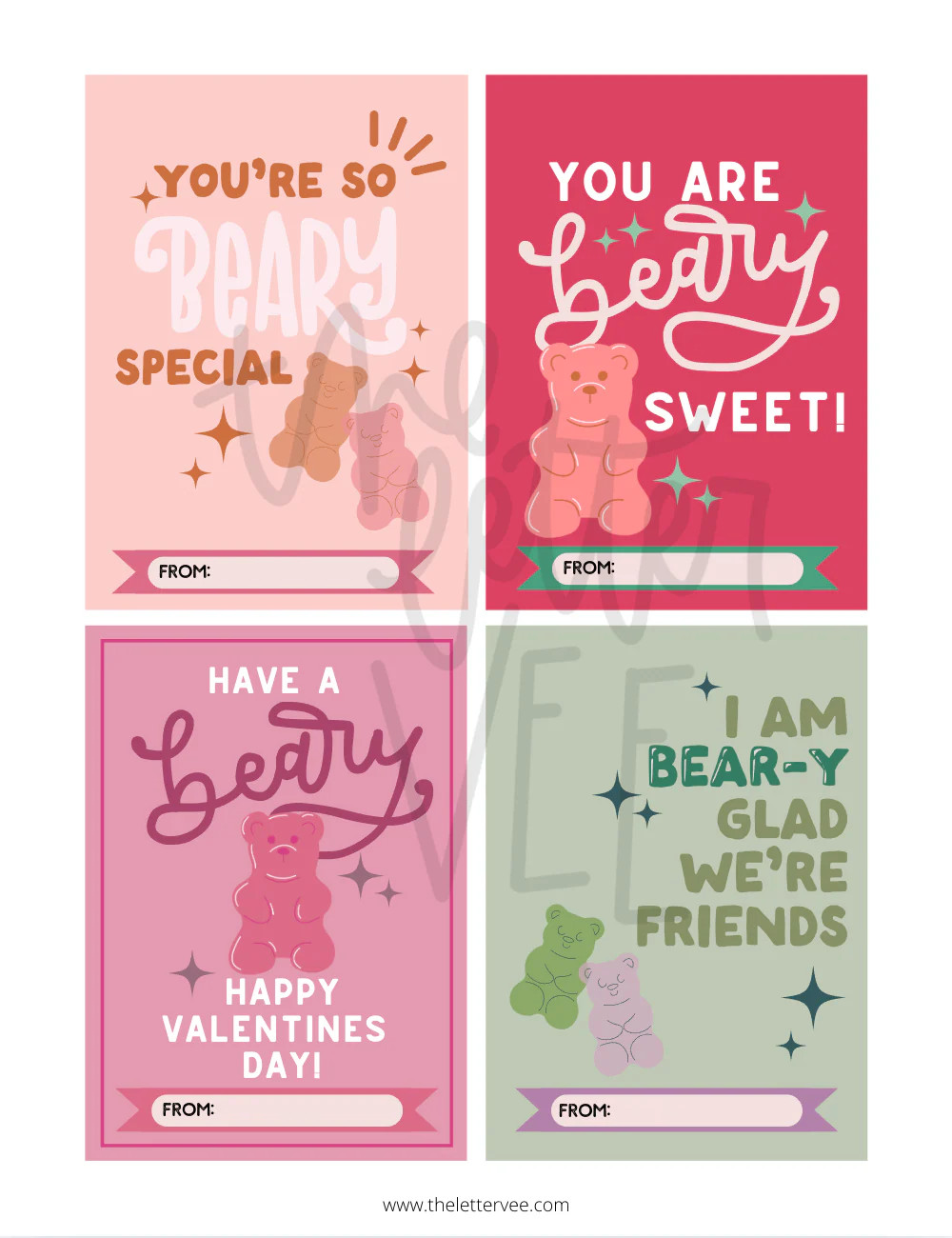 Beary printable tag set Valentines | Printable Valentines | The Letter Vee