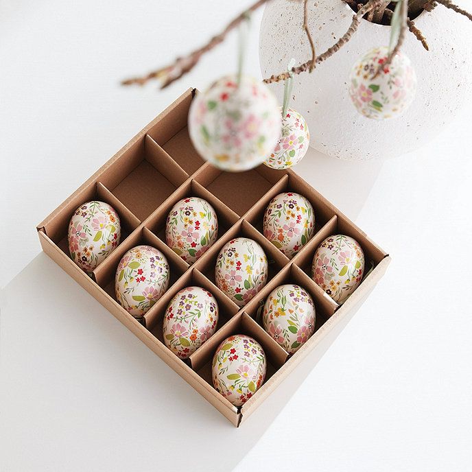 Hanging Easter Eggs Ceramic Holiday Decor Ornaments Set of 12 | Ballard Designs, Inc.