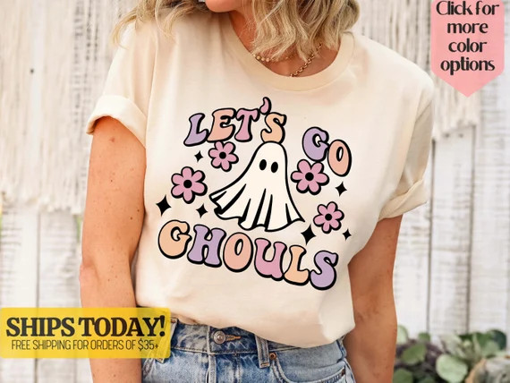 Let's Go Ghouls Shirt, Funny Halloween Shirt, Halloween Shirt, Fall Shirt, Retro Halloween Shirt,... | Etsy (US)