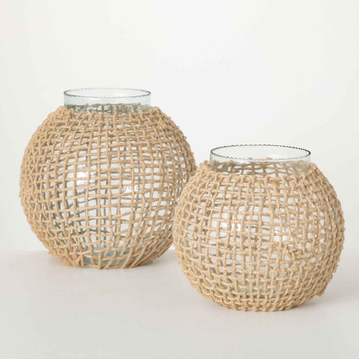 9.25"H Sullivans Woven Rattan And Glass Vases Set of 2, Natural | Target
