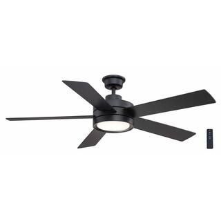 Baxtan 56 in. LED Matte Black Ceiling Fan with Light and Remote Control | The Home Depot