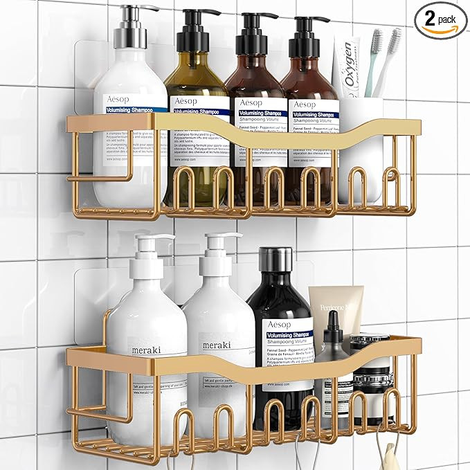 EUDELE Shower Caddy 2 Pack, Adhesive Organizer for Bathroom Storage, Home Decor & Kitchen, No Dri... | Amazon (US)
