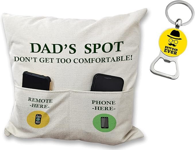 Gifts for Dad from Daughter Wife Son, 2-Pocket Dad’s Spot Throw Pillow Covers 18 x 18 Inch + Ke... | Amazon (US)