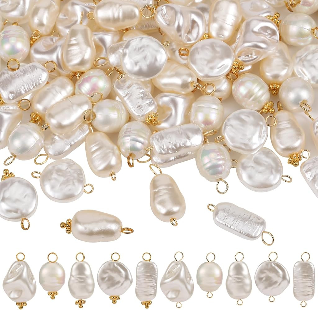 100 Pcs Pearl Charms Craft Pearls Pearls for Jewelry Making ABS Plastic Pearl Bead Pendants Acryl... | Amazon (US)