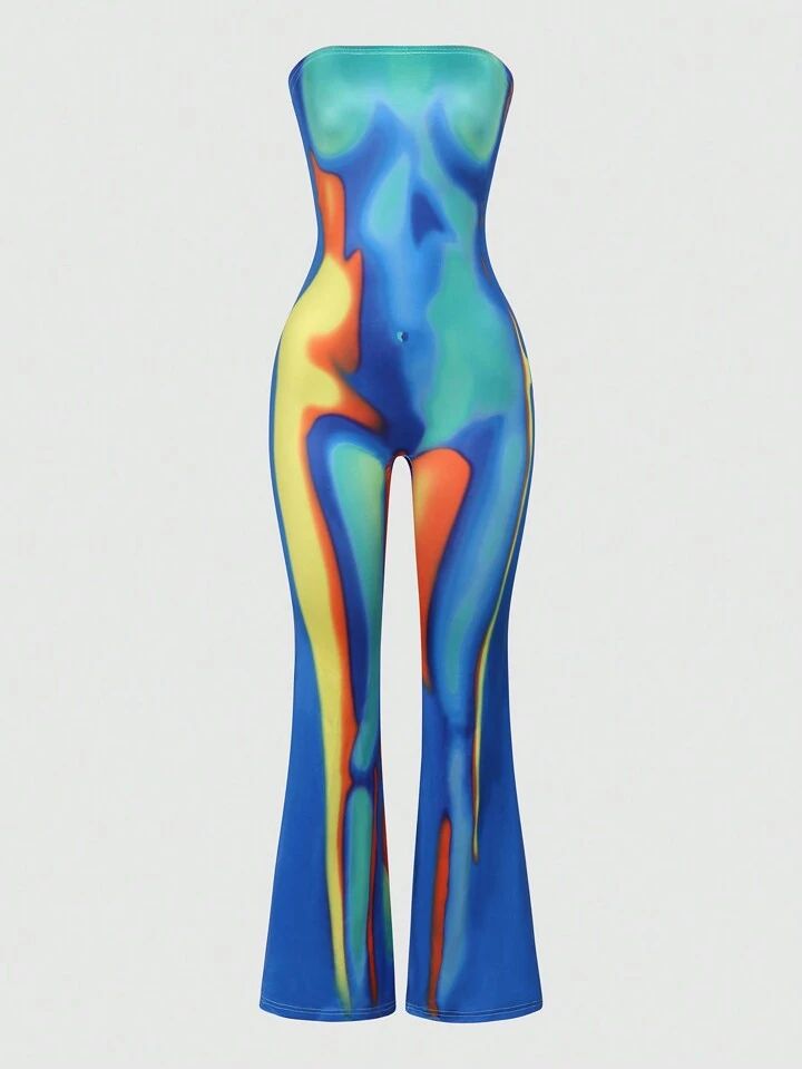 SHEIN ICON Body Heat Map Print Tube Jumpsuit | SHEIN
