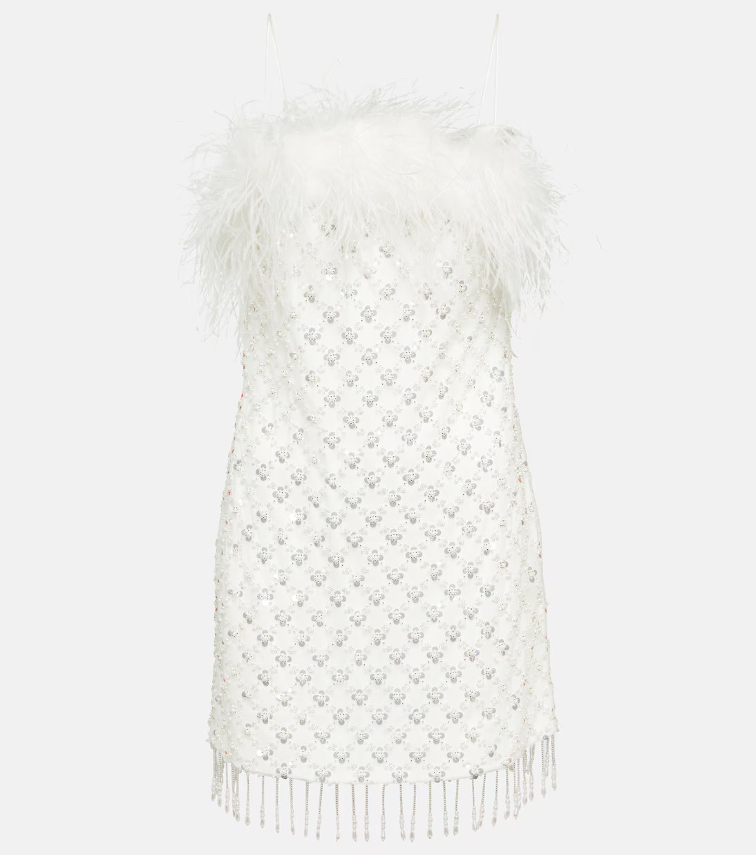 Feather-trimmed embellished minidress | Mytheresa (UK)