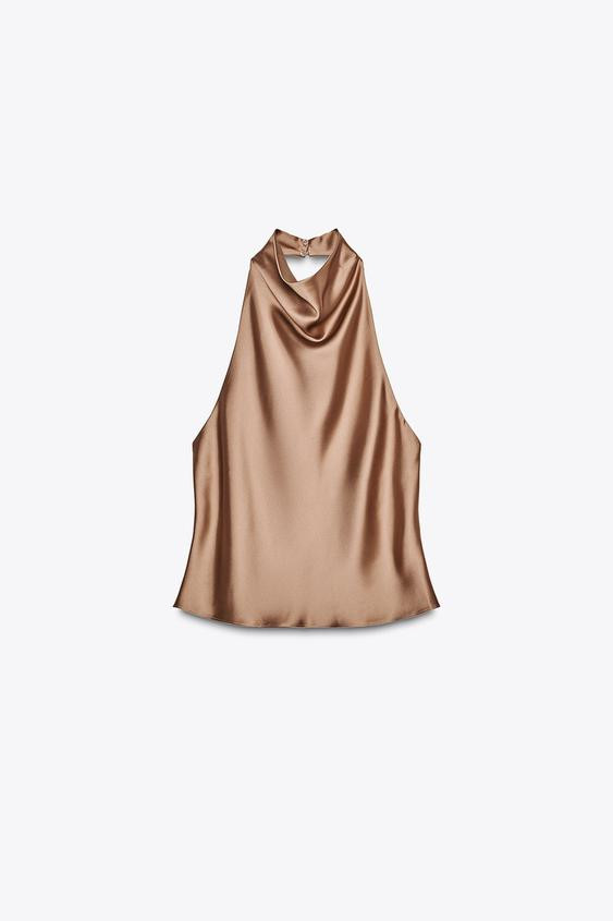 SATIN EFFECT HALTER TOP | Zara US
