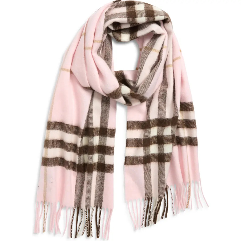 burberry Giant Check Cashmere Scarf in Bow Pink at Nordstrom | Nordstrom