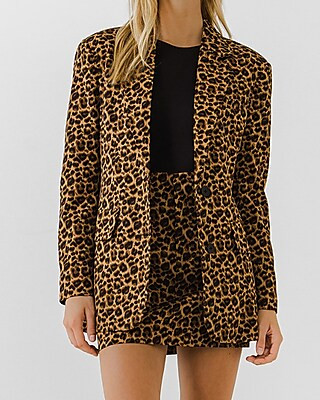 Endless Rose Animal Print Boyfriend Blazer | Express