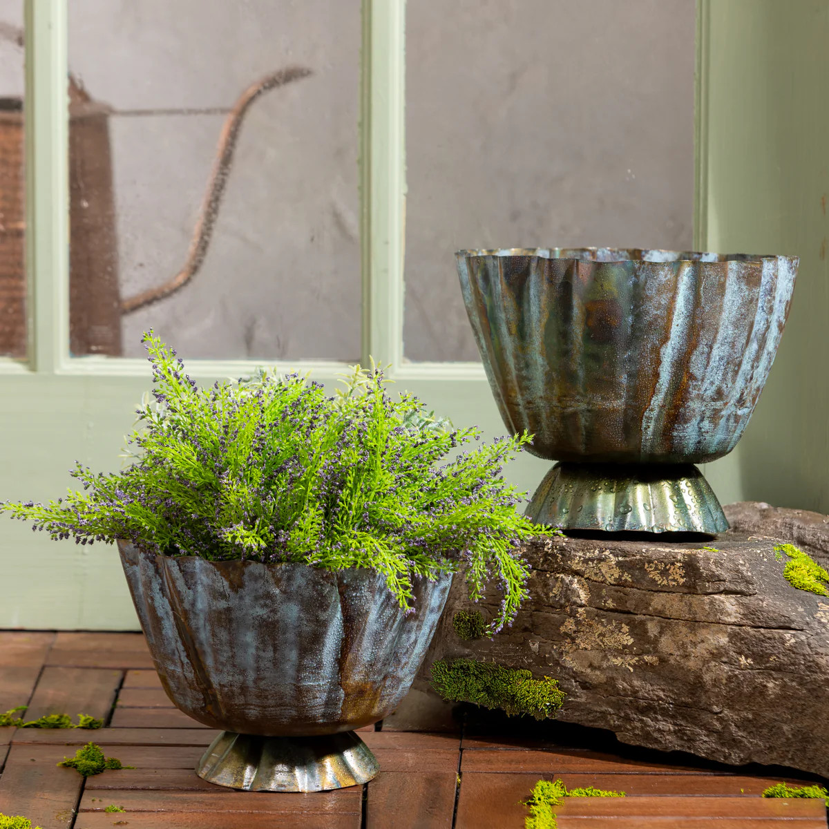 What She Shed, Bowl Shaped Planter, Metal, Set of 2 | Plow & Hearth