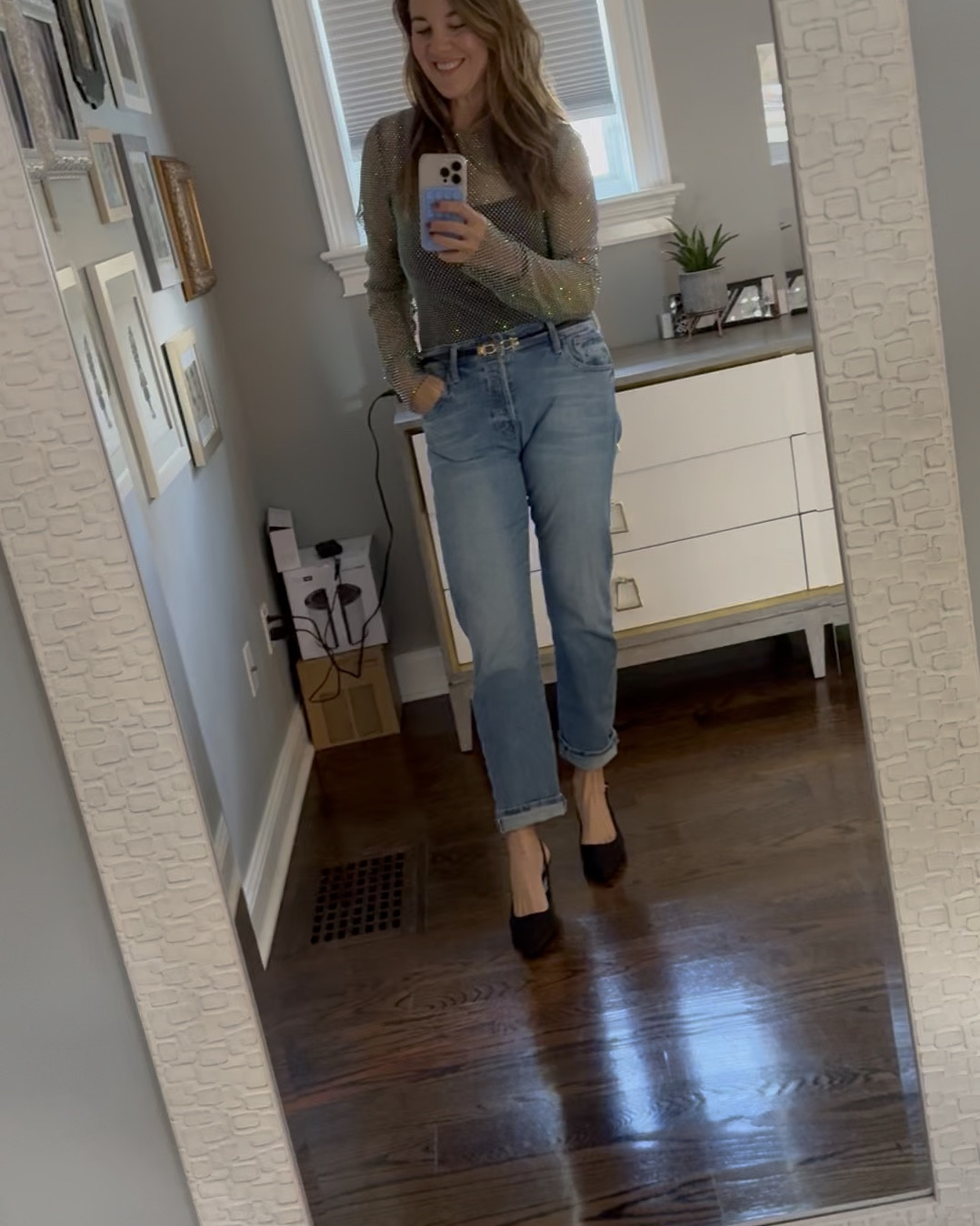 Styling the Target disco ball heels…. Honestly these go with anything! But I loved dressing them down a bit with denim and a sparkly top. 

#LTKFindsUnder50 #LTKHoliday #LTKStyleTip