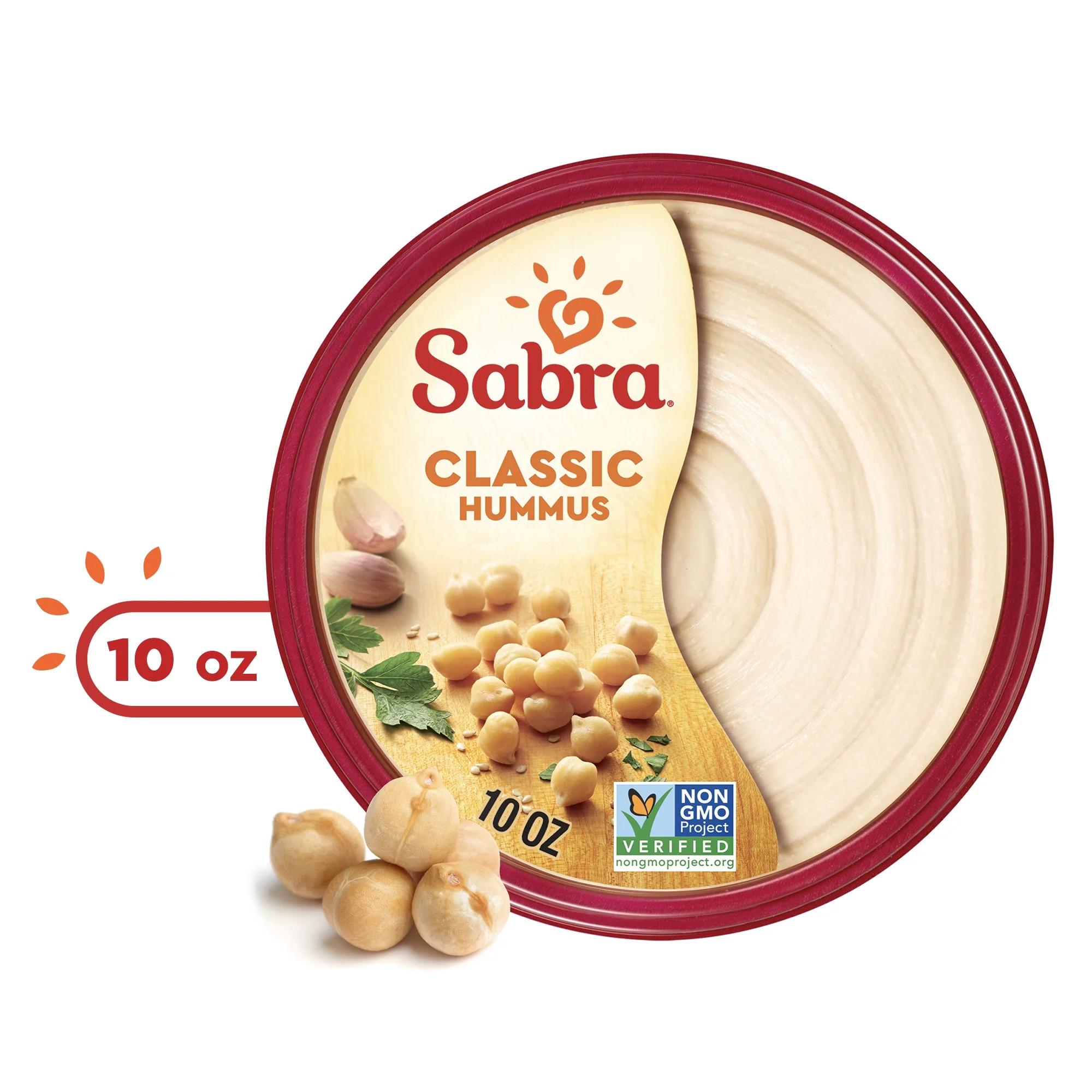 Sabra Classic Original Roasted Hummus, Fresh, 10 oz Plastic Tub | Walmart (US)