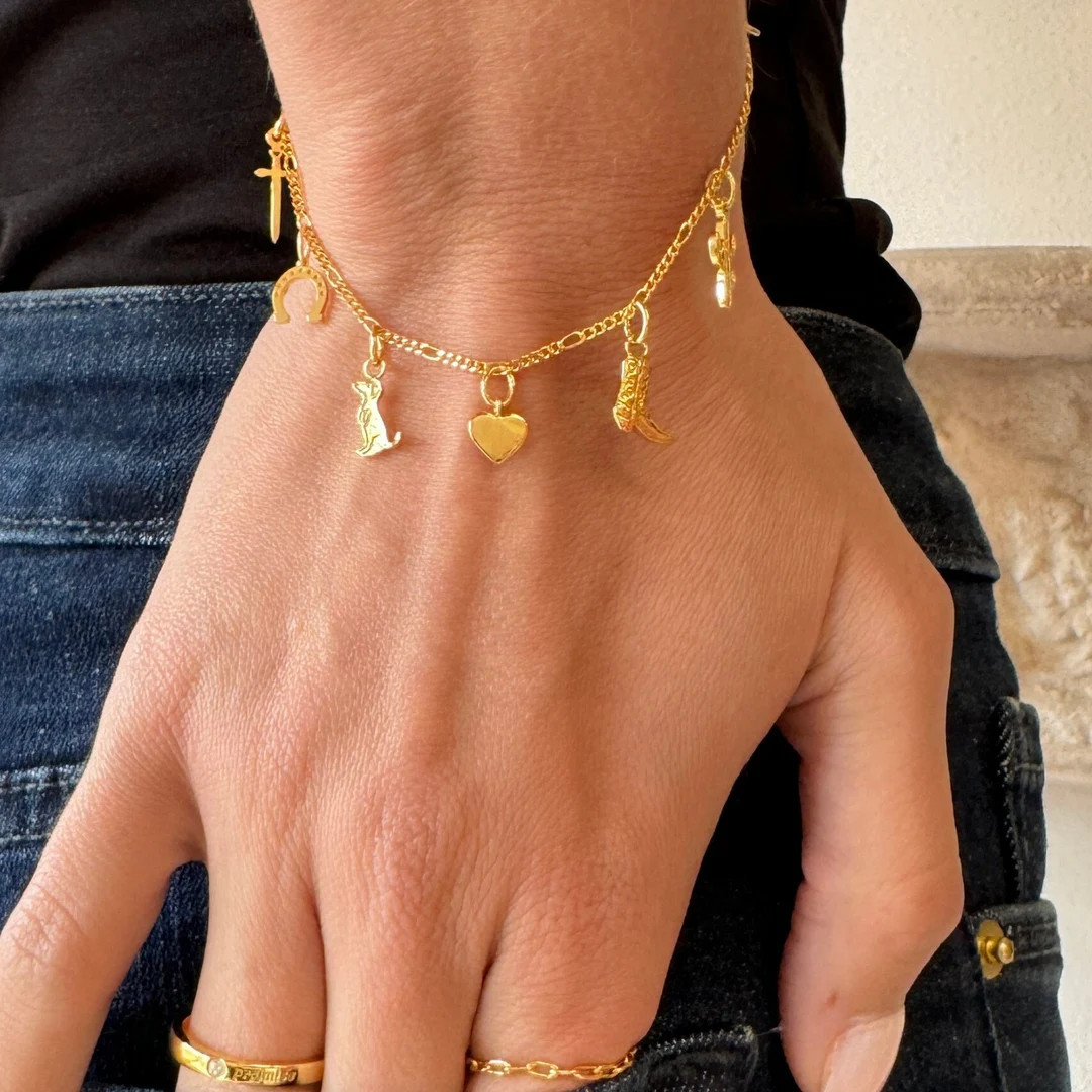 Customizable Make a Spell Charm Bracelet Gold, Rose Gold, or Silver Personalized Charm Link Lette... | Etsy (US)