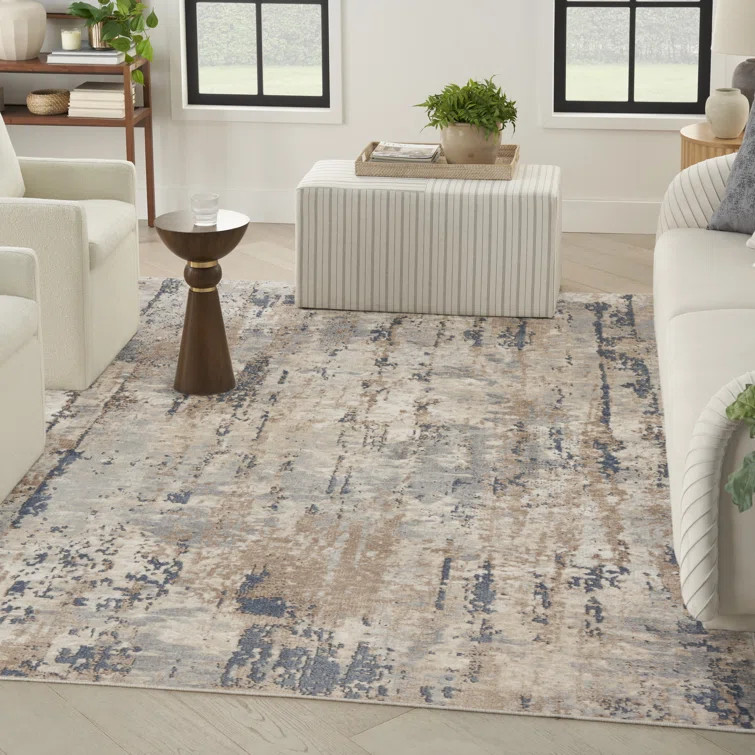Addie Abstract Modern Machine Woven Area Rug in Beige/Gray | Wayfair North America