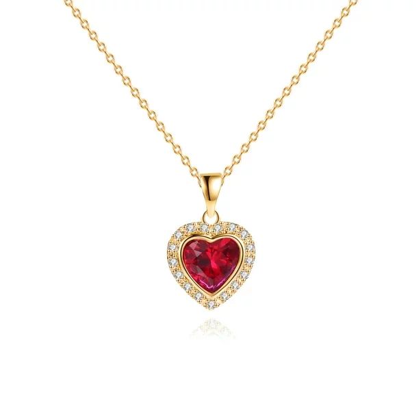 Peermont 3 Carat Red Ruby Heart Necklace in 18K Gold Overlay | Walmart (US)