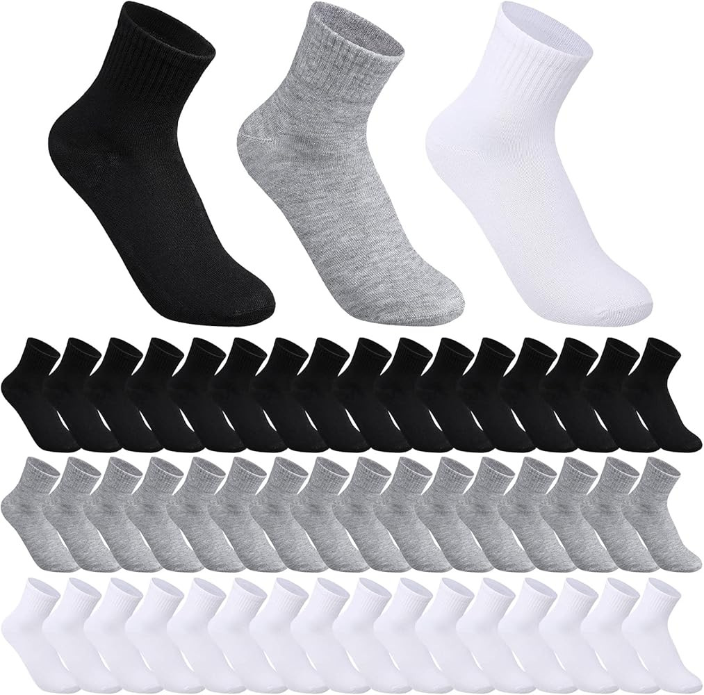 Tarpop 48 Pairs Men Quarter Ankle Socks Athletic Socks Moisture Wicking Bulk Crew Casual Sports | Amazon (US)