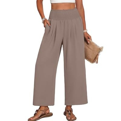 Lepunuo Wide Leg Palazzo Pants for Women Summer Trousers with Pockets | High Smocked Waiste… | Amazon (US)