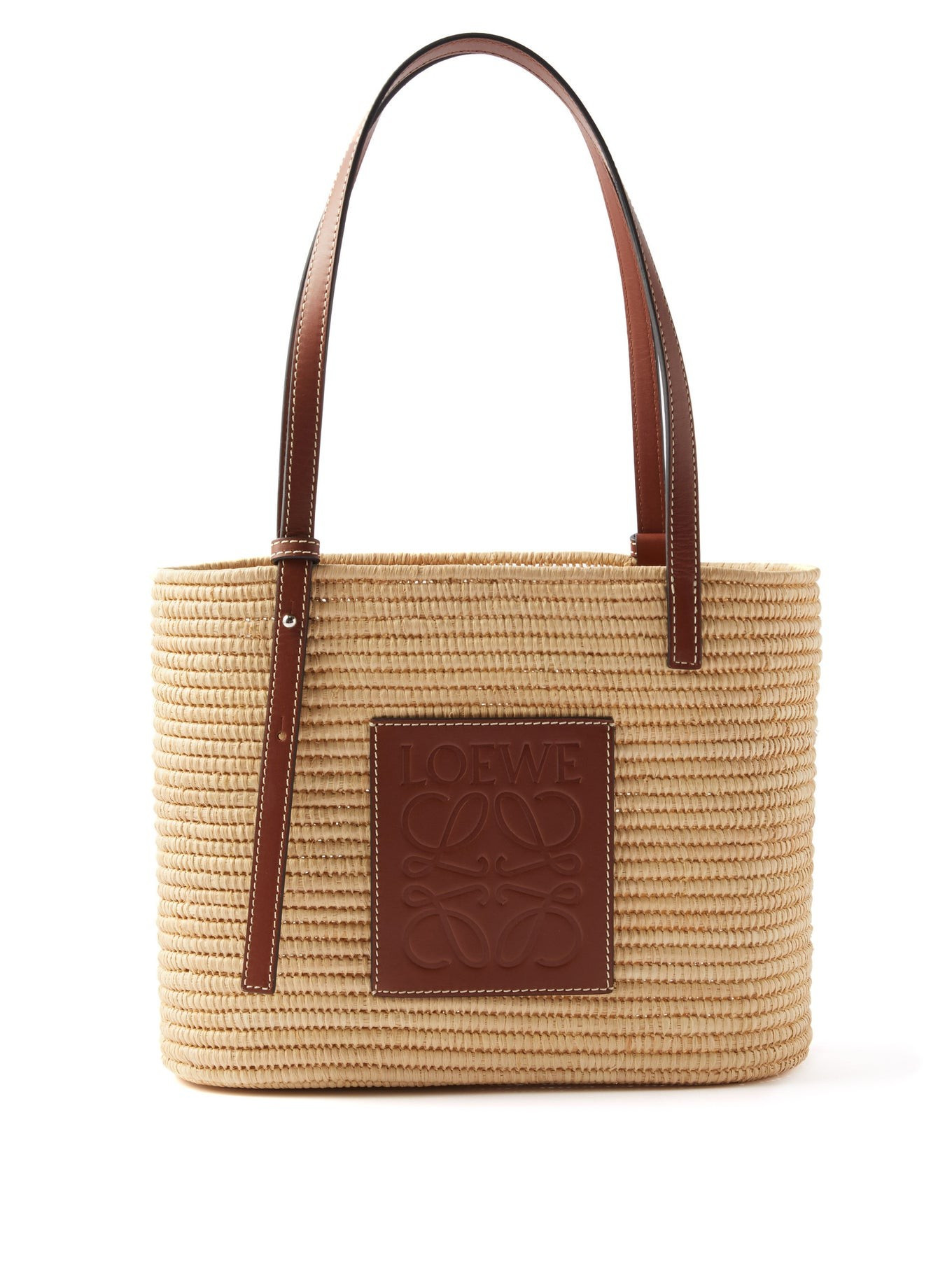 Anagram-logo leather-trim raffia basket bag | Loewe | Matches (UK)