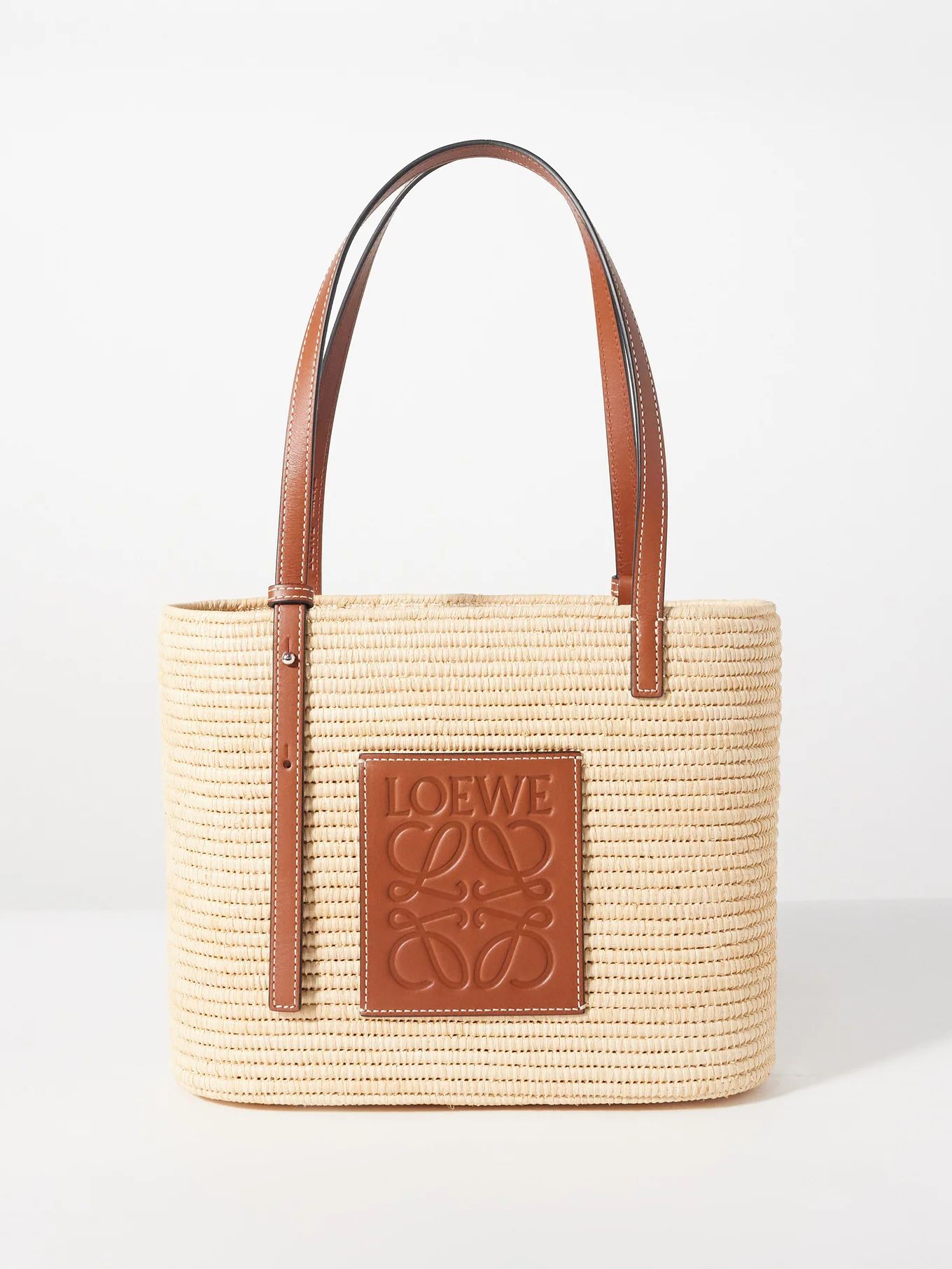 Anagram-logo leather-trim raffia basket bag | Loewe | Matches (UK)