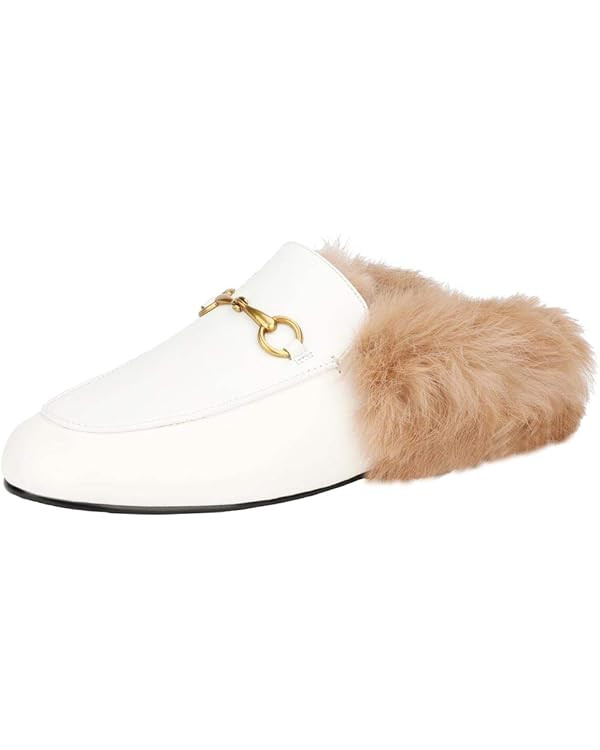 Arqa Fur Mules for Women Chain Leather Low Heel Mule Fluffy Comfort Loafers Casual Slip-on Flat S... | Amazon (US)
