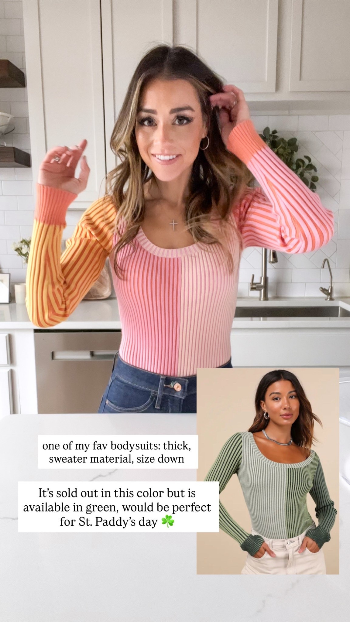 Spring bodysuit. Bodysuit. St paddy’s day outfit. St. Patrick’s day.

#LTKootd