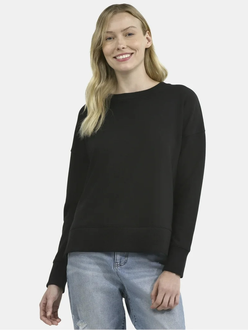 Time and Tru Women's and Women's Plus Crewneck Sweatshirt with Long Sleeves, XS-4X | Walmart (US)