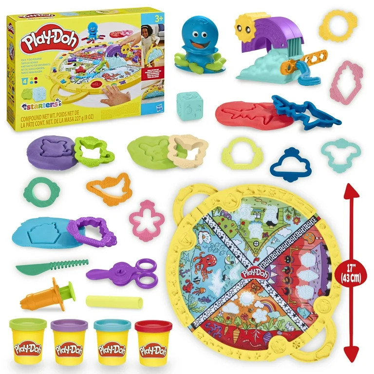 Play-Doh Fold & Go Playmat Starter Set, 17" Foldable Mat, Arts and Crafts Toys for Kids 3+ | Walmart (US)