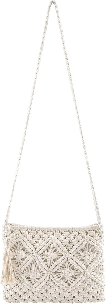 Ayliss Women's Handwoven Crossbody Handbag Summer Beach Shoulder Handbag Cotton Crochet Woven Han... | Amazon (US)