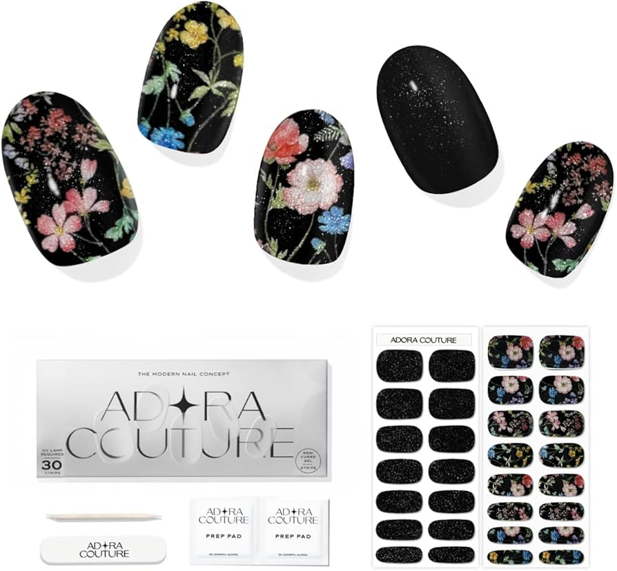 Semi Cured Gel Nail Strips with 30 Pieces - UV Gel Stickers, Manicure Kit, Easy Application Wraps... | Amazon (US)