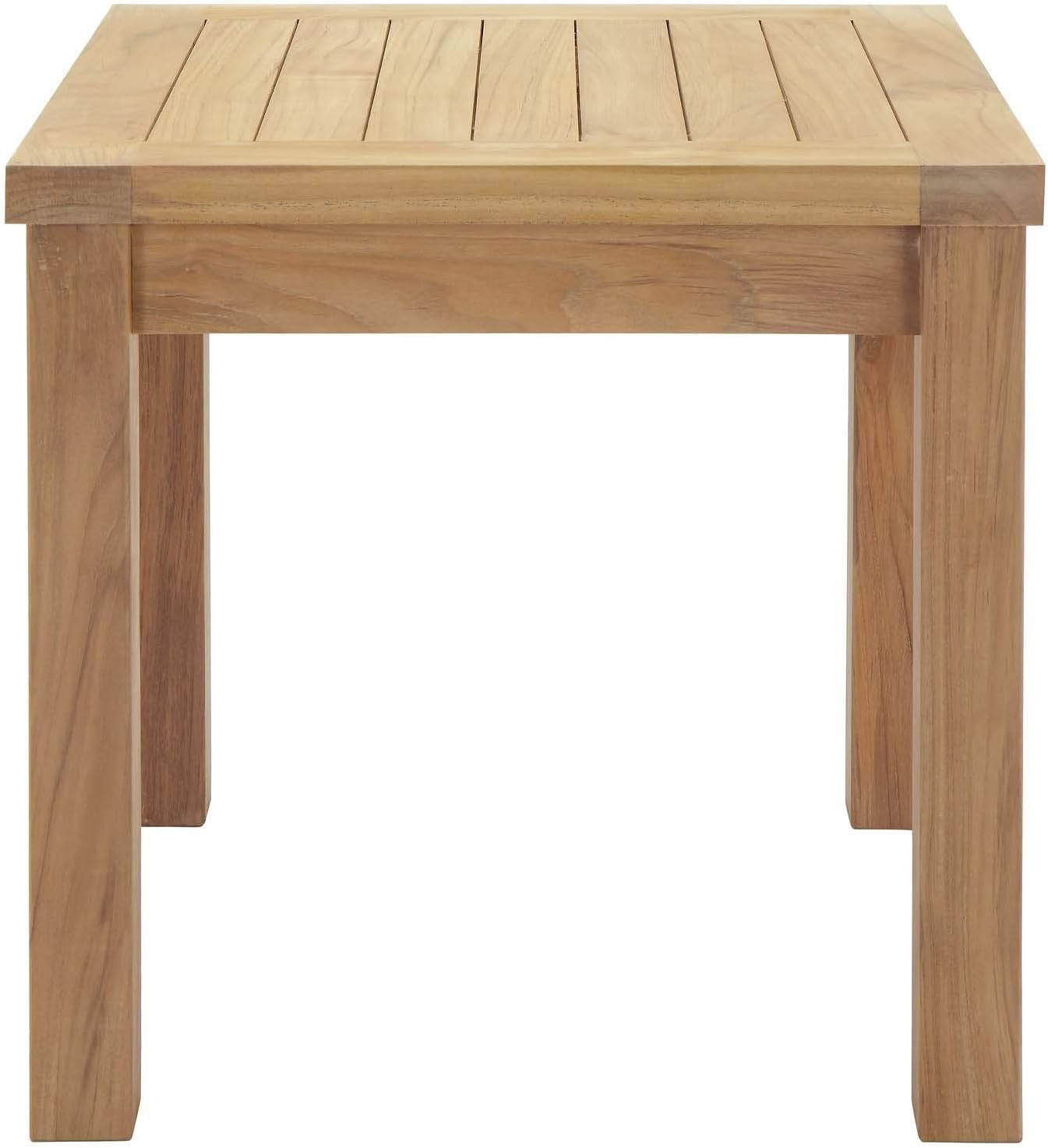 Modway Marina Premium Grade A Teak Wood Outdoor Patio Square Side End Table in Natural | Amazon (US)