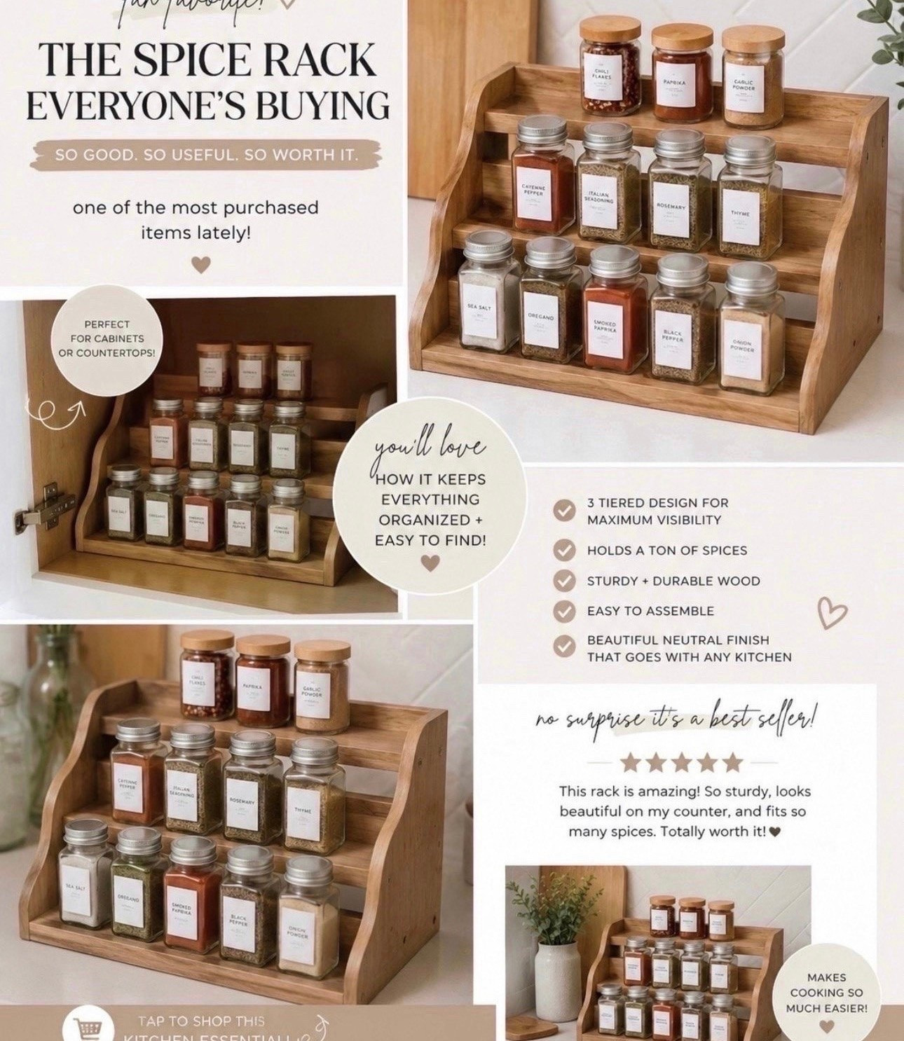 ✨ Kitchen organization find that’s clearly a fan favorite ✨

This tiered wooden spice rack has been one of the most purchased items lately and I completely get why 🤎🌿 It instantly makes your spices look organized, aesthetic, and easy to grab while cooking. Perfect for cabinets or countertops and gives that clean, Pinterest kitchen vibe without spending a fortune 🙌🏽

If you’re in your organize the whole house era… this one is worth adding 🫶🏽✨#KitchenOrganization #HomeFinds #KitchenDecor #SpiceRack #OrganizationIdeas #HomeOrganization #KitchenInspo #AmazonHomeFinds #LTKStyle #NeutralHome #MomLifeFinds

#LTKSaleAlert #LTKHome
