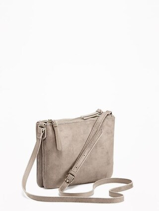 Old Navy Womens Sueded Dual-Zip Crossbody Bag For Women Sidewalk Ends Size One Size | Old Navy US