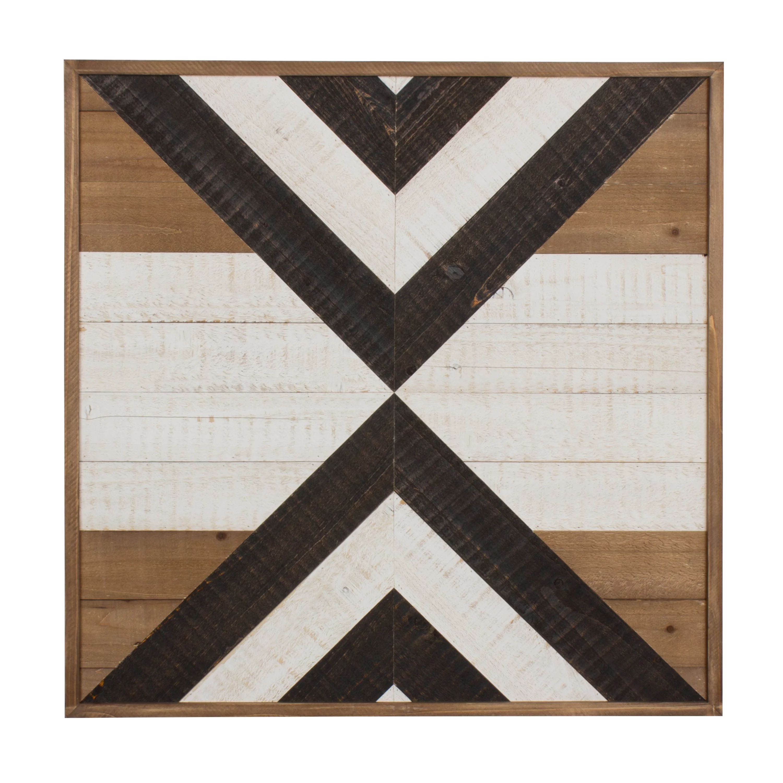 Kate and Laurel Baralt Shiplap Wood Plank Art, Black, White and Rustic Brown | Walmart (US)