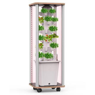 37 Inch Hydroponic Tower Garden with 30 Pods, Full-Spectrum LED Lights, Automatic Watering System for Indoor Plants | The Home Depot